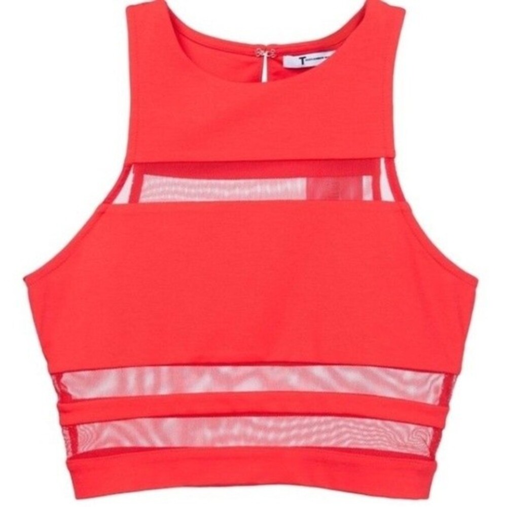 T Alexander Wang Mesh Details Crop Top in Cherry Red L NWT
